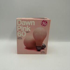 Vintage GE Dawn Pink 60 Watt Light Bulbs 2 Pack (Only 1) 60A/DPK Incandescent